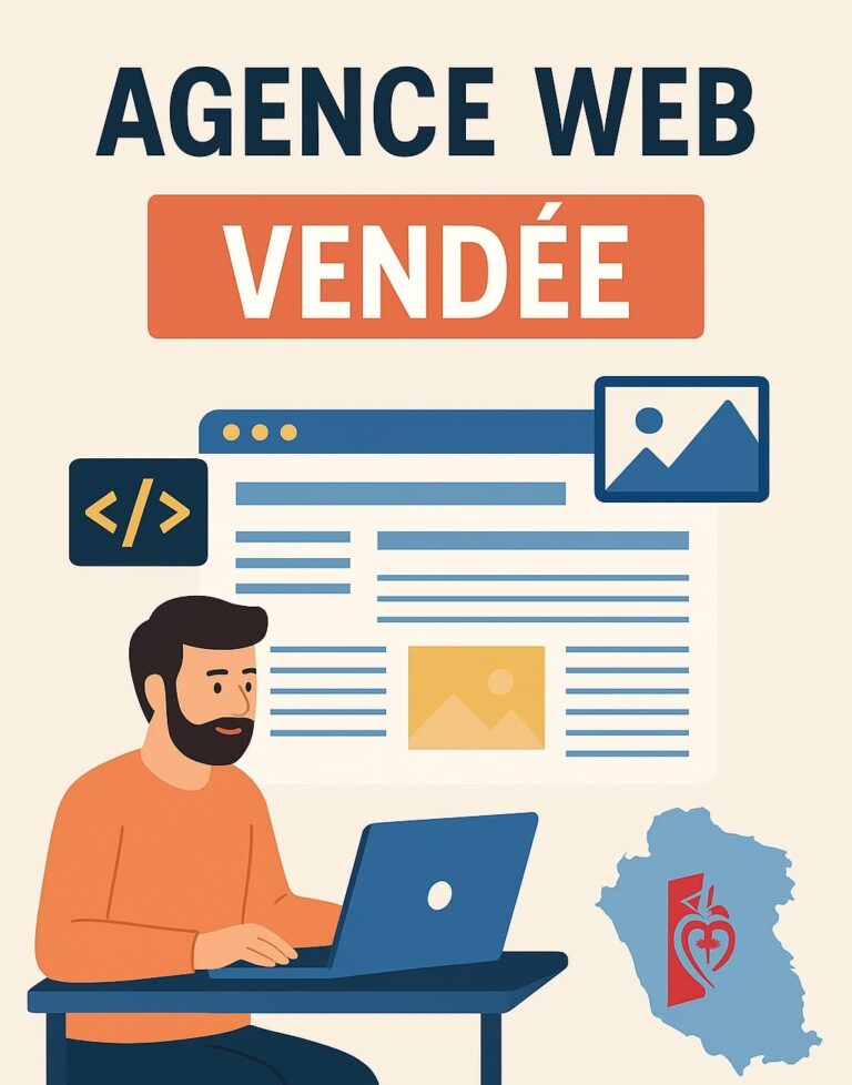 Illustration développeur web travaillant en Vendée, Agence Web IA